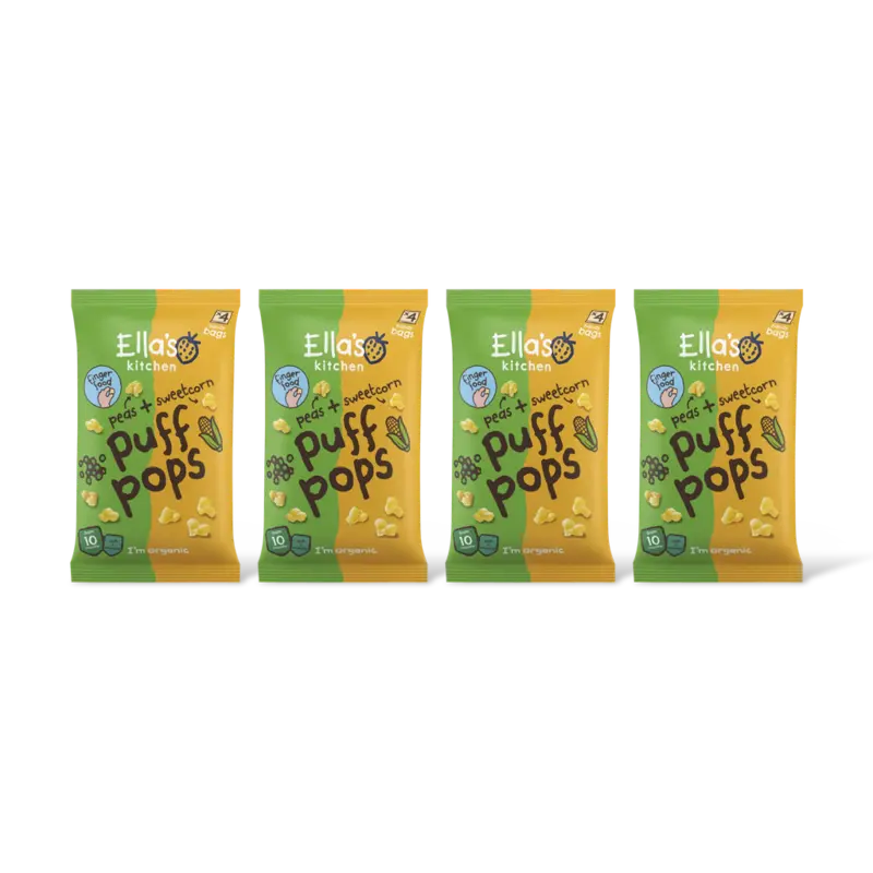 Ella's kitchen Puff pops erwt + mais 10m+ 4-pack