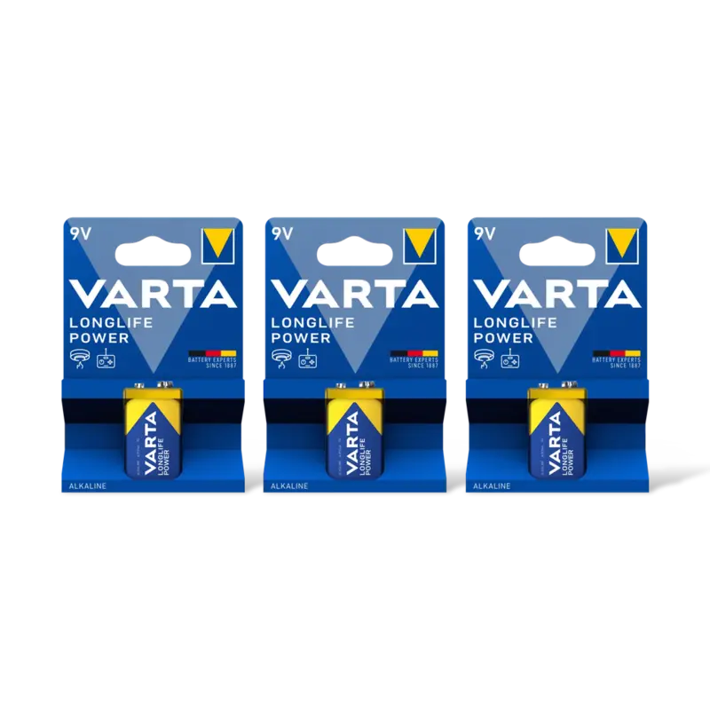 Varta Longlife power 9V alkaline batterij 3pk