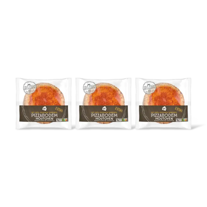 AH Volkoren houtoven pizzabodem 3-pack