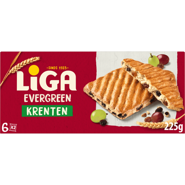 Liga Evergreen Krenten 6x2 biscuits 225 g