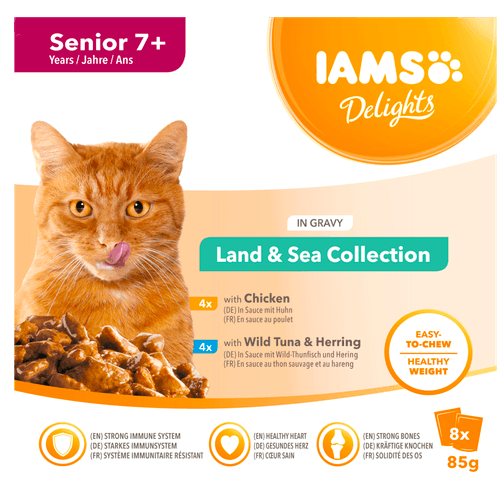 Iams Kattenvoer senior land & sea gravy 8 st.