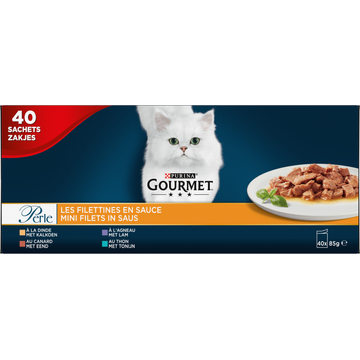 Gourmet Perle Mini Filets in Saus met Eend, Lam, Tonijn, Kalkoen 40 x 85g