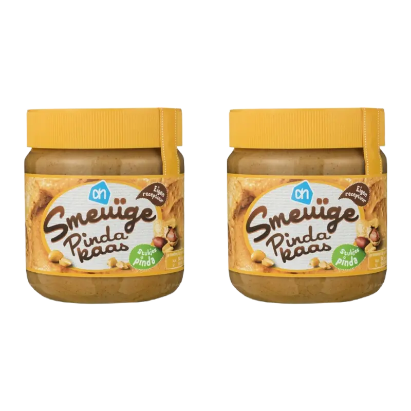 AH Smeuïge pindakaas stukjes pinda 2-pack
