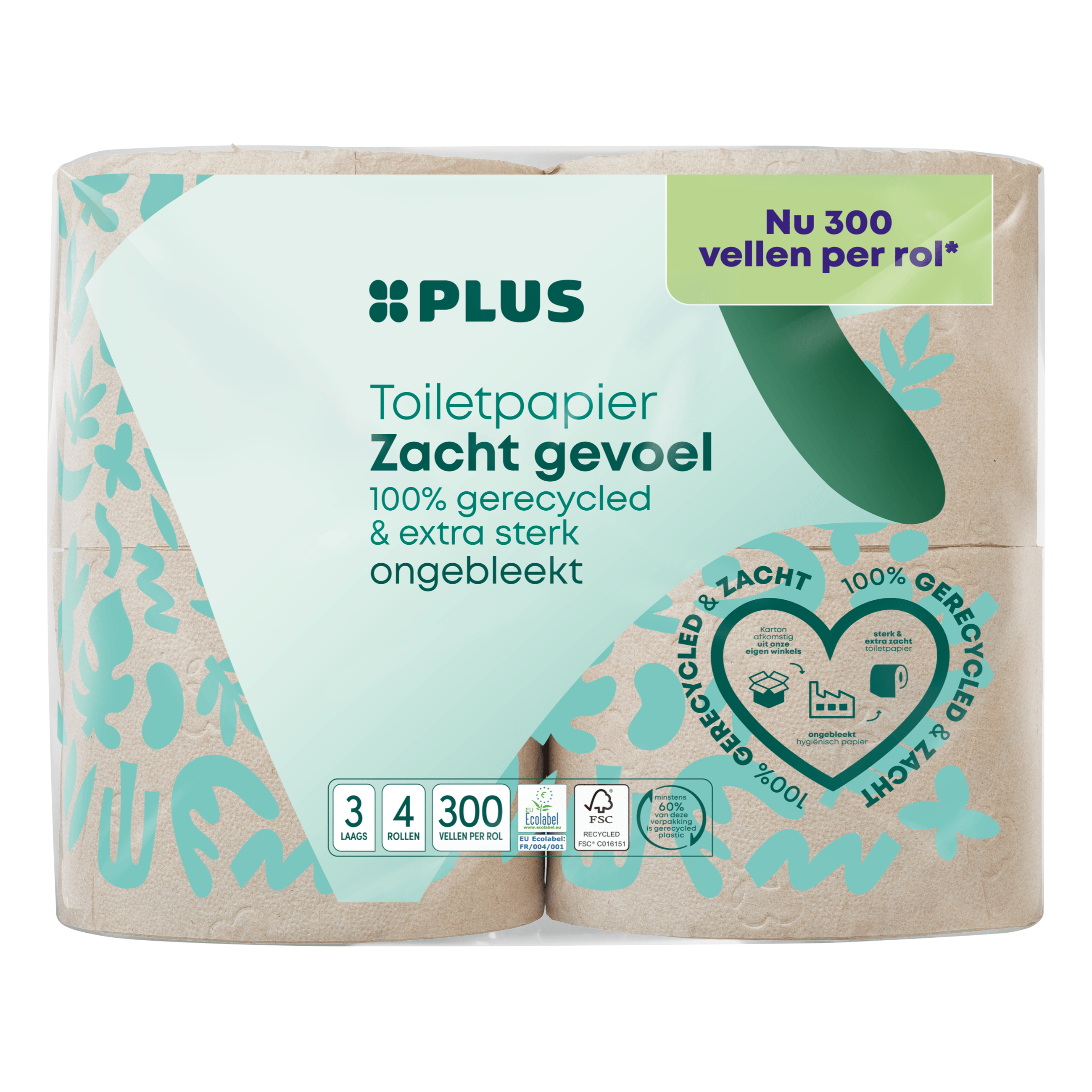 PLUS Toiletpapier gerecycled 300 vel