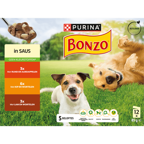 Bonzo Hondenvoer adult saus rund kip lam 12 st.
