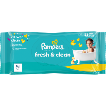 Pampers Fresh Clean Babydoekjes, 52 Doekjes