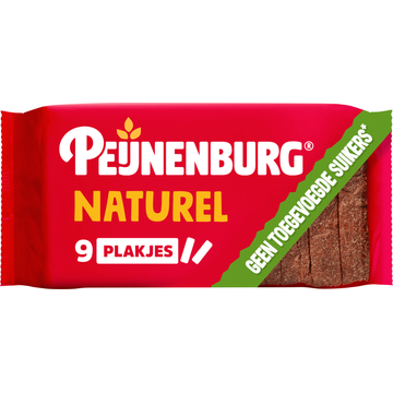 Peijnenburg ontbijtkoek naturel zonder toegevoegde suikers gesneden 9 plakjes