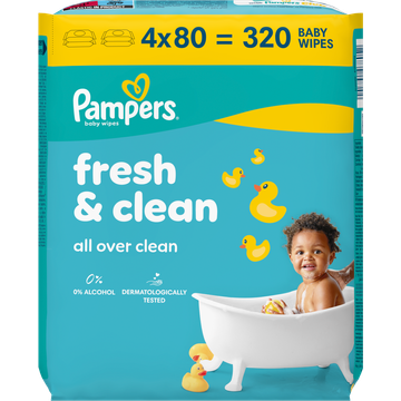 Pampers Fresh Clean Babydoekjes, 320 Doekjes