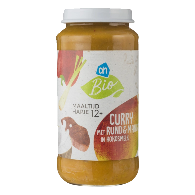 AH Biologisch Curry met rund en mango in kokos 12m+
