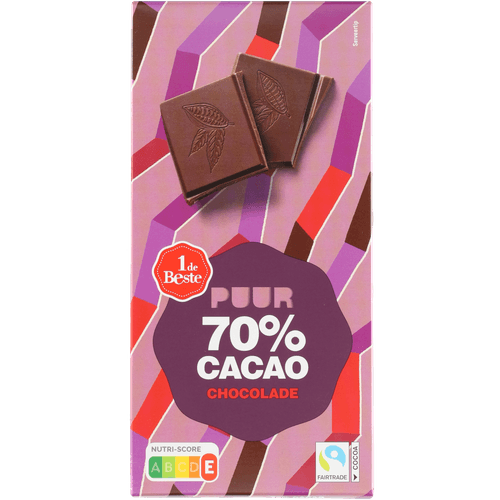 1 de Beste Chocoladetablet puur 70% cacao