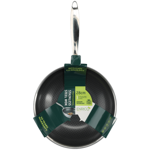 Enrico Wok 28 cm zwart