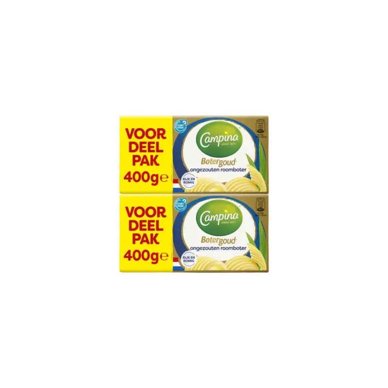 Campina Botergoud roomboter ongezouten 2-pack