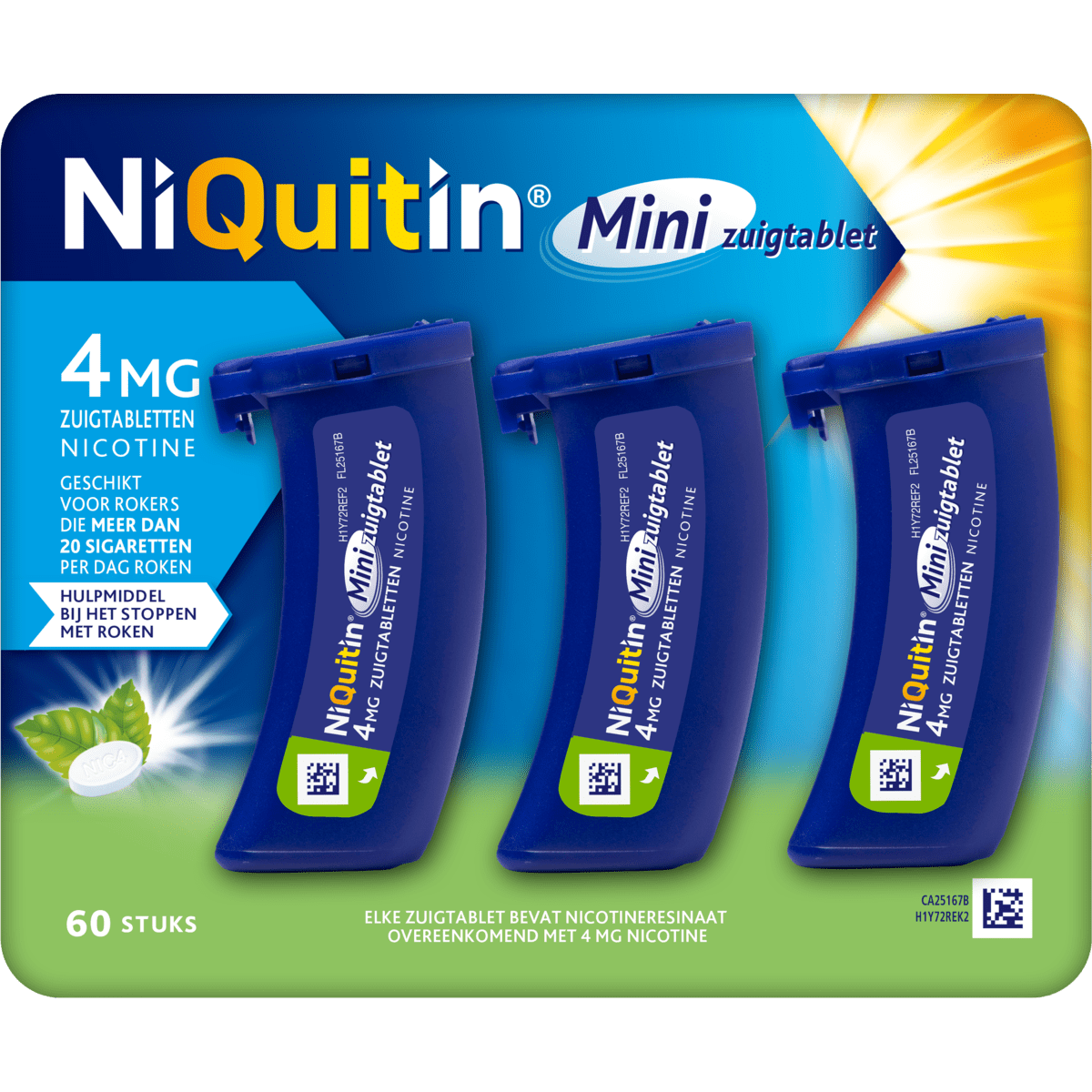 NiQuitin 4 MG Stoppen met Roken Nicotine Mini Zuigtabletten 60 stuks