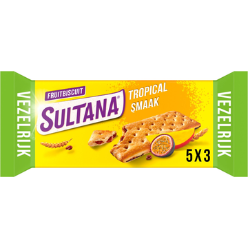 Sultana Fruitbiscuit Tropical koek 5x3 stuks