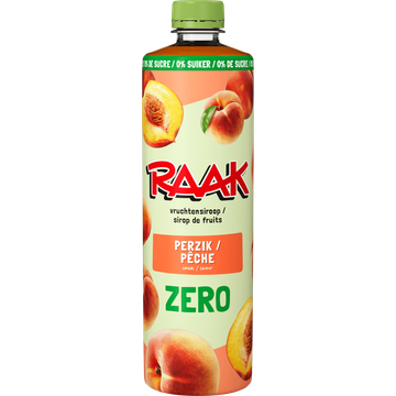 Raak Vruchtensiroop Perzik Zero Fles 750ML