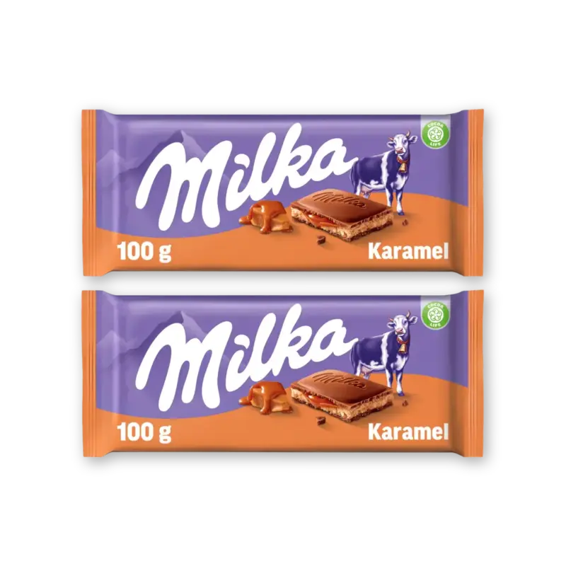 Milka Chocoladereep karamel 2-pack