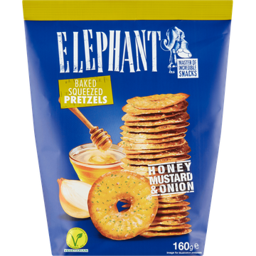 Elephant Baked Squeezed Pretzels Honey Mustard & Onion 160 g