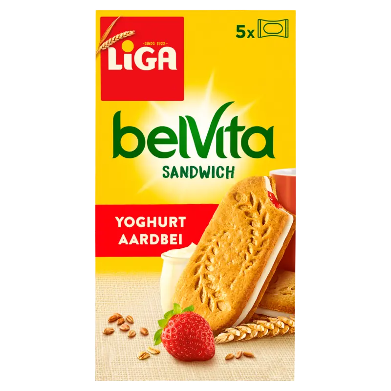 Liga Belvita sandwich yoghurt aardbeiensmaak