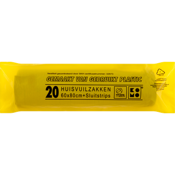 Komo Huisvuilzakken + Sluitstrips 20 Stuks