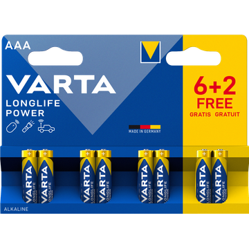 Varta Longlife Power AAA 6+2 Stuks