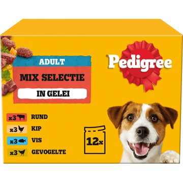 Pedigree Adult Maaltijdzakjes - Mix Selectie in gelei - Hondenvoer - 12 x 100 g