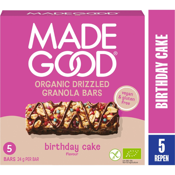 MadeGood Organic Drizzled Granola Bars Birthday Cake Flavour 5 x 24 g