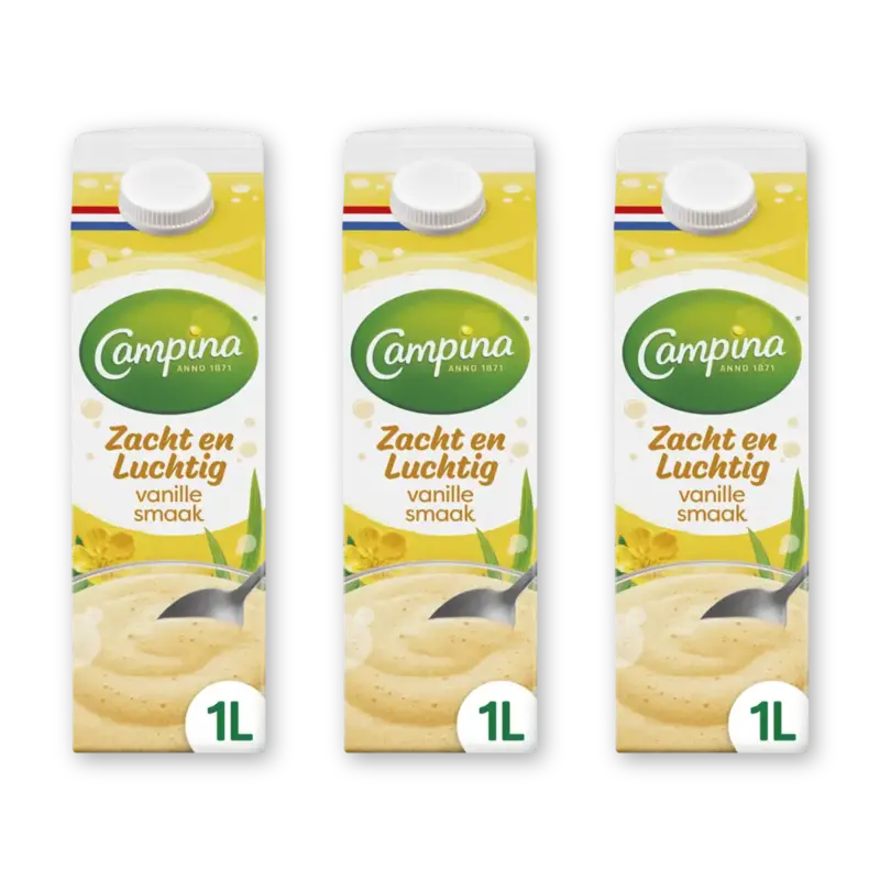 Campina Zacht & luchtig vanille smaak 3-pack