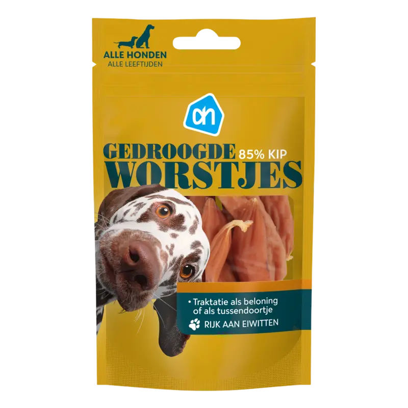 AH Gedroogde worstjes voor alle honden kip