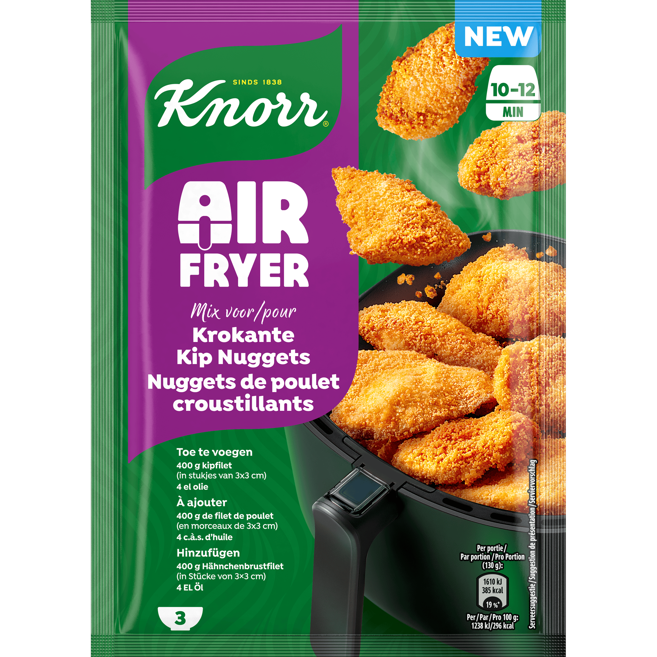 Knorr Airfryer Mix voor krokante kipnuggets