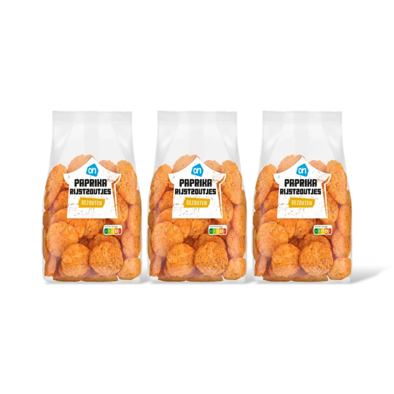 AH Paprika rijstzoutjes gezouten 3-pack