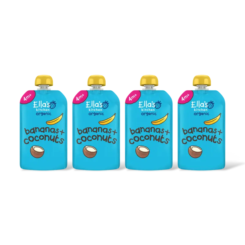 Ella's kitchen Bananen + kokos 4m+ bio 4-pack