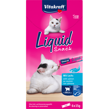 Vitakraft Liquid Snack met Zalm en Omega 3, 6 Stuks