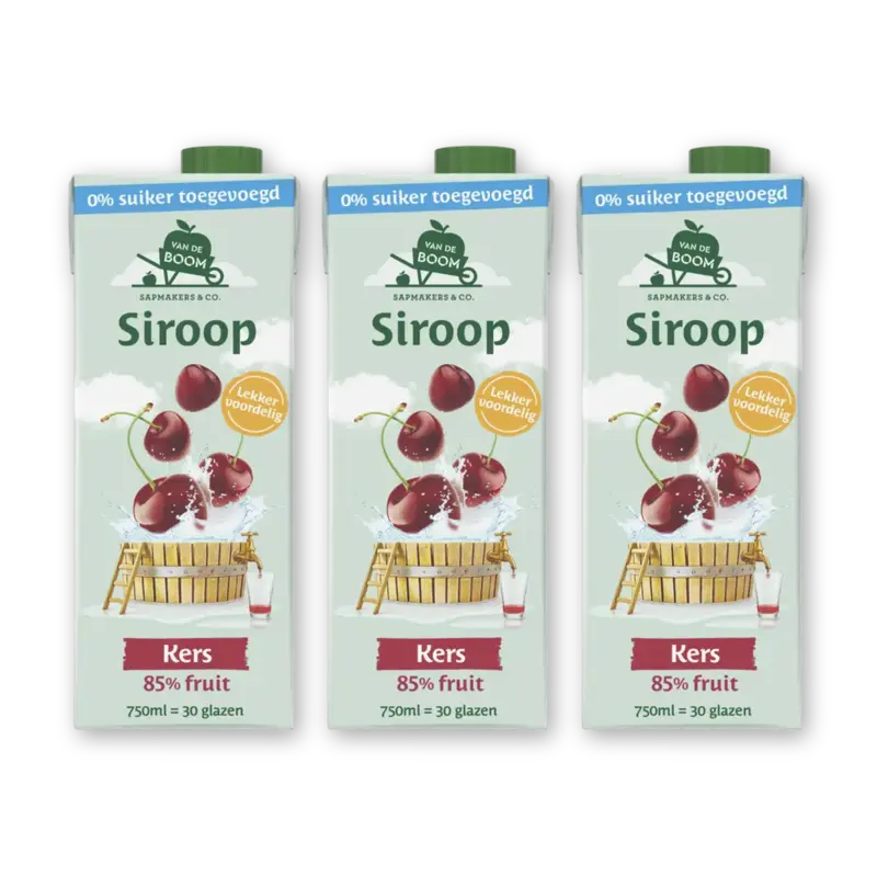 Van de Boom Kers siroop 0% suiker 3-pack