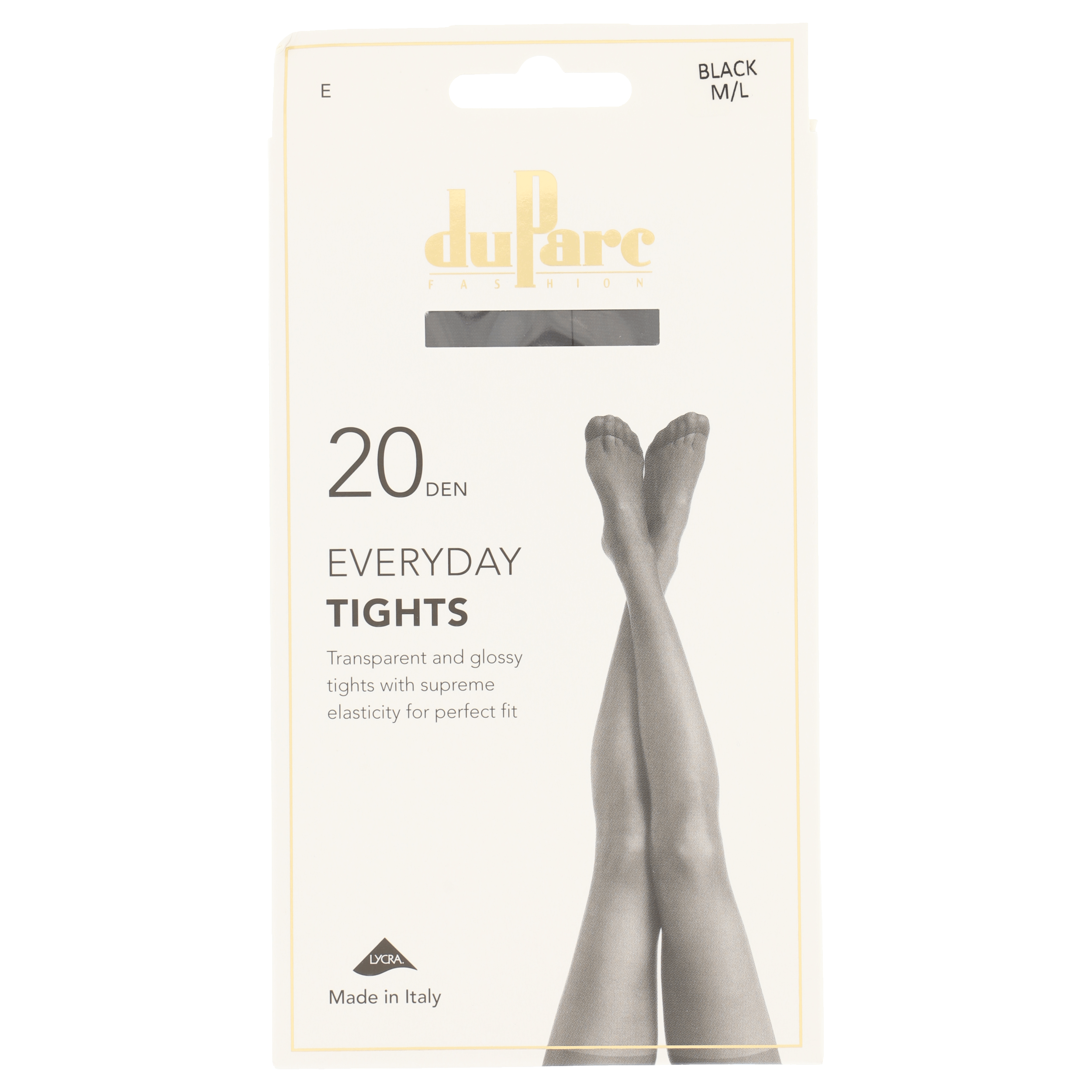 DuParc Panty Lycra 20D Glans Zwart ML
