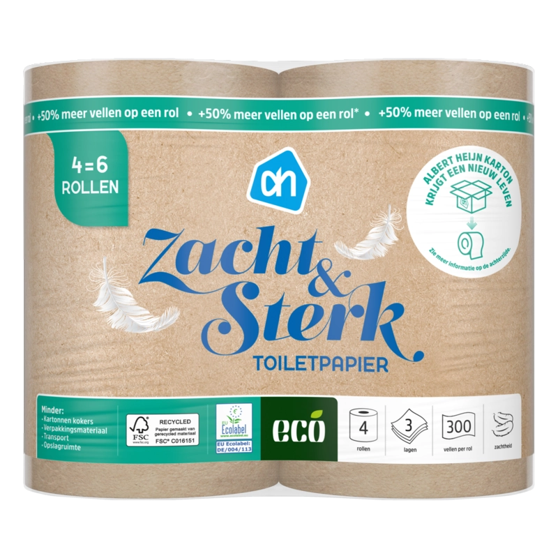 AH Eco Recycle toiletpapier 3-laags 4=6 rollen