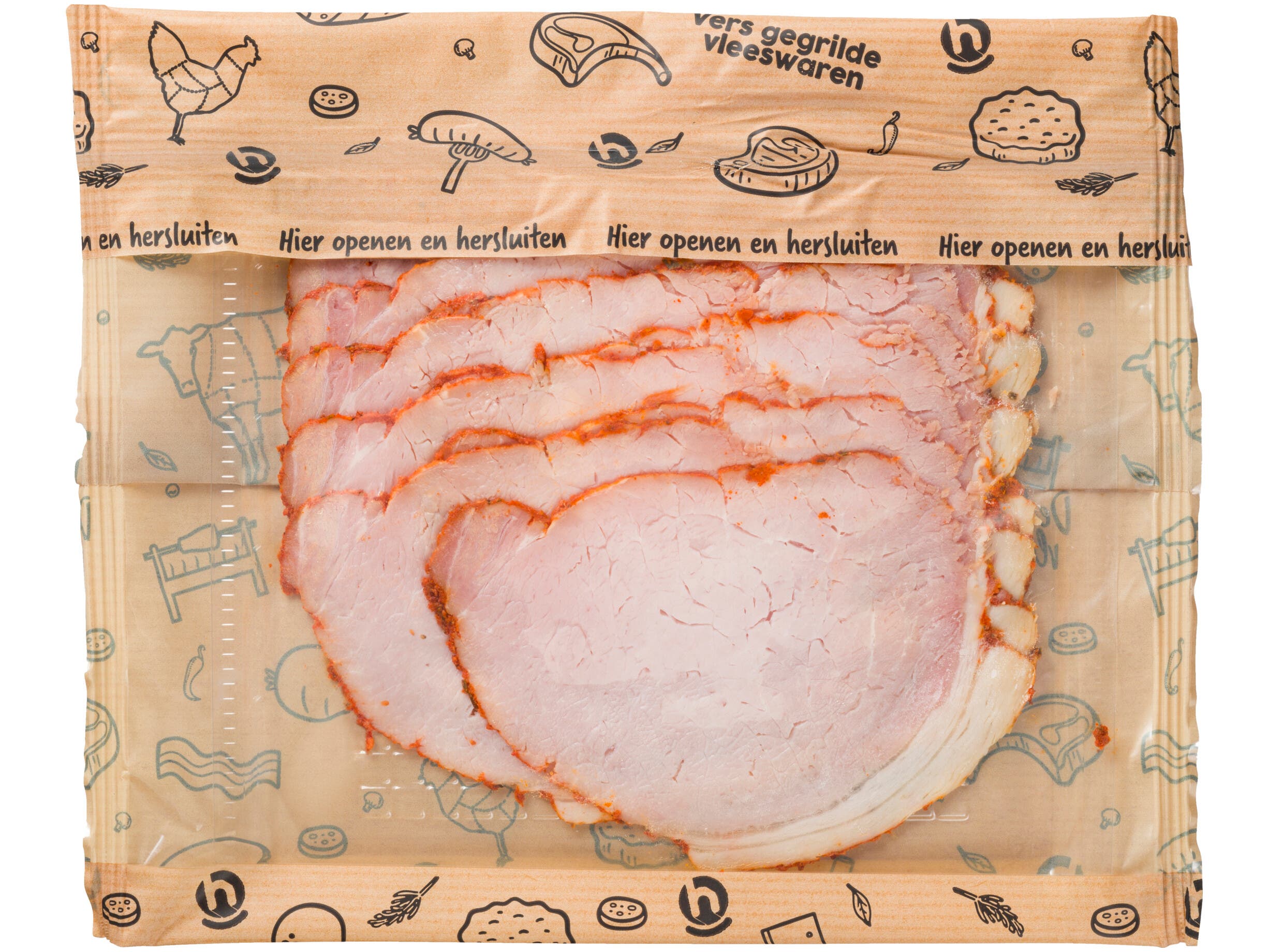 Gegrilde bacon gesneden