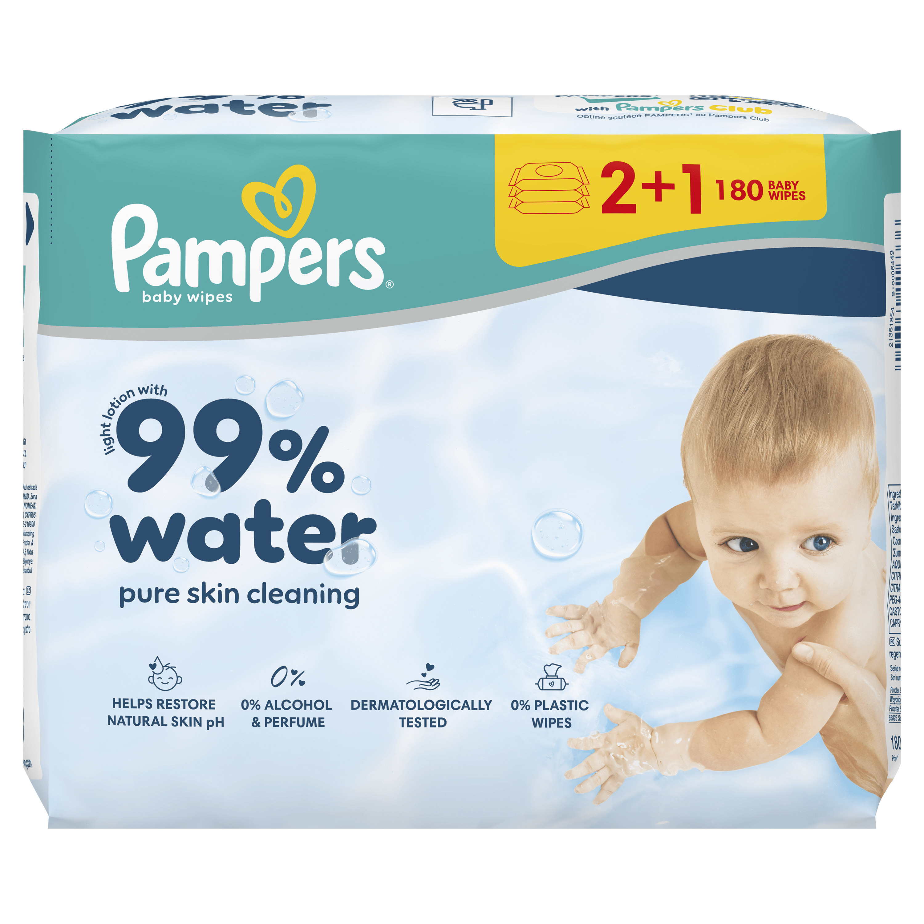 Pampers 99% water babydoekjes promopack 2+1