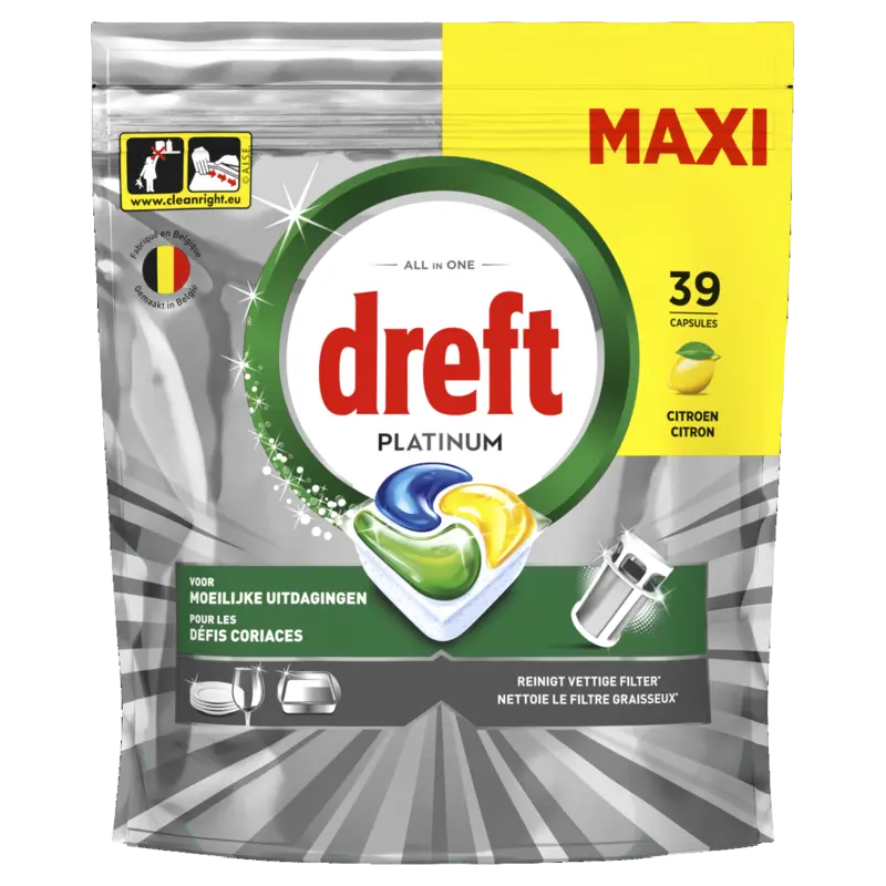 Dreft Platinum vaatwascapsules citroen