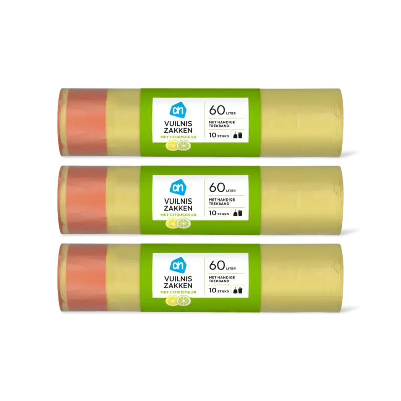 AH Vuilniszakken trekband 60L citrus 3-pack