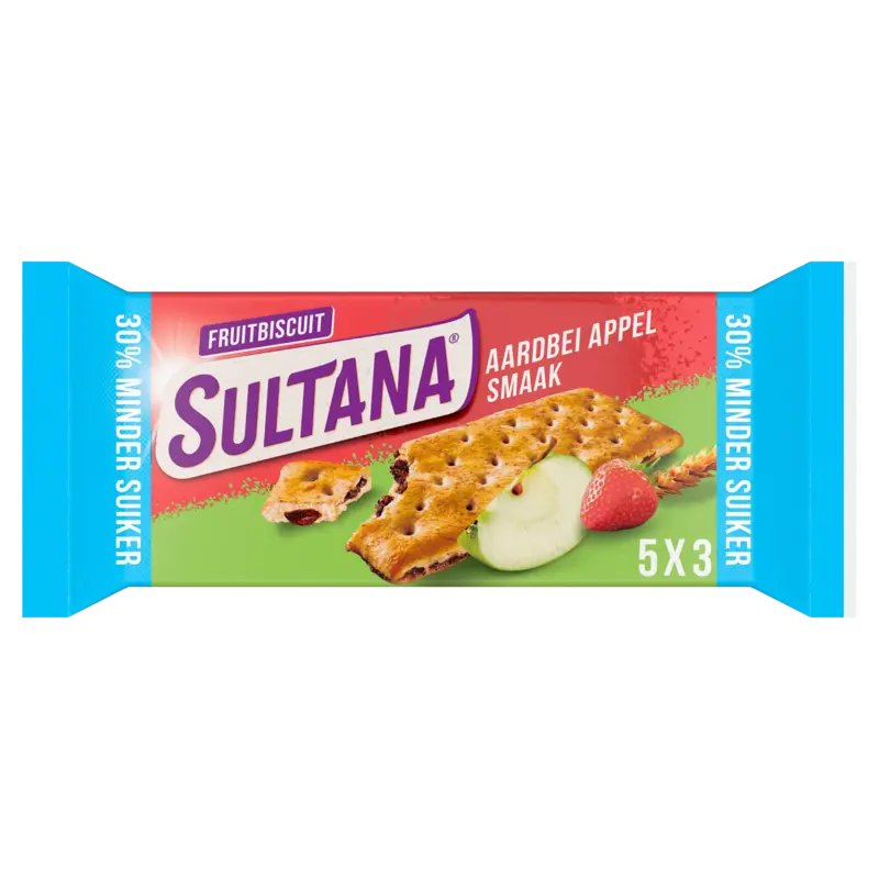 Sultana Fruitbiscuit aardbei 30% minder suiker