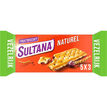 Sultana FruitBiscuit Naturel koek 5x3 stuks