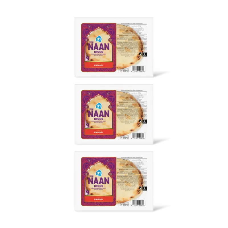 AH Mini naanbrood naturel 3-pack