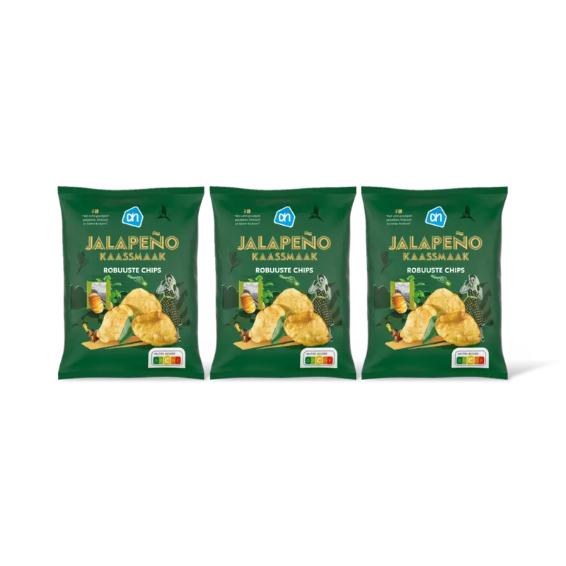 AH Robuuste chips kaassmaak jalapeno 3-pack
