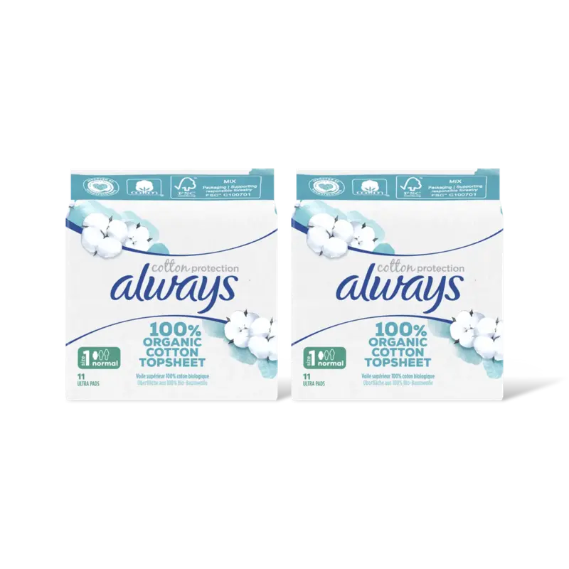 Always Organic cotton normal maandverband 2-pck