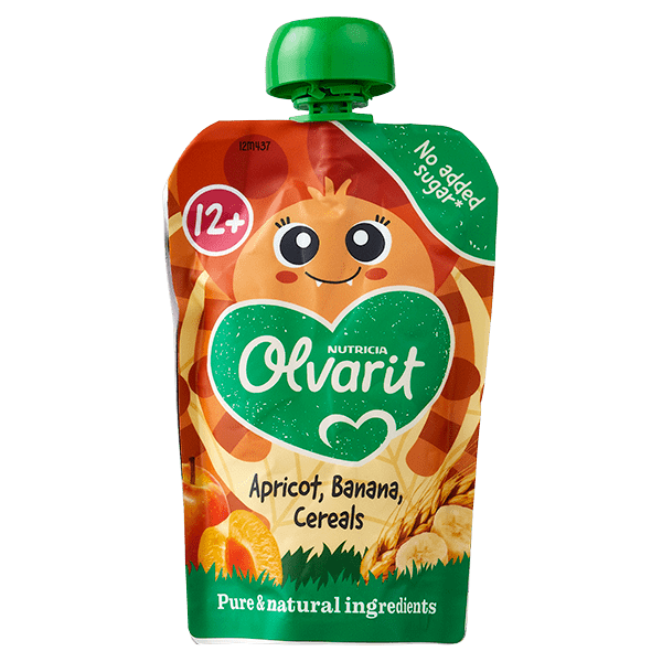 Olvarit 12+ Knijpfruit Abrikoos Banaan Granen