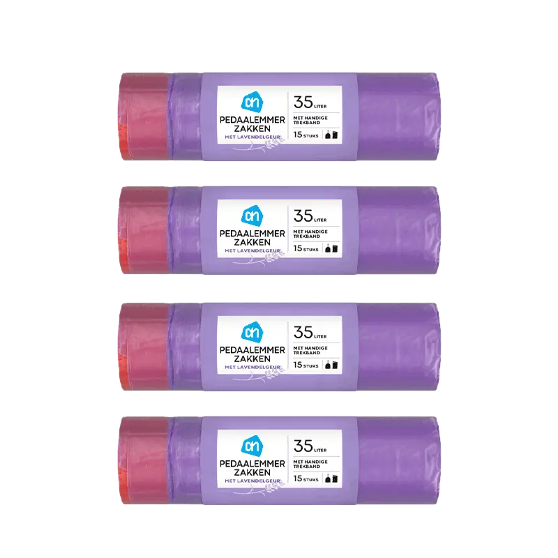 AH Pedaalemmerzakken lavendel 35l 4-pack