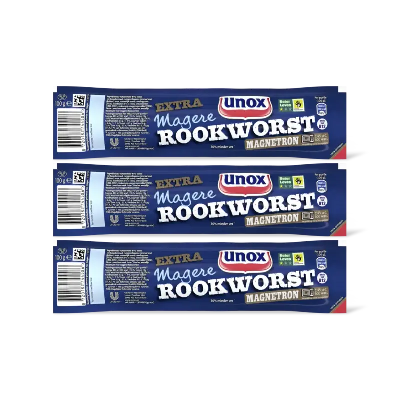 Unox Extra magere rookworst magnetron 3-pack