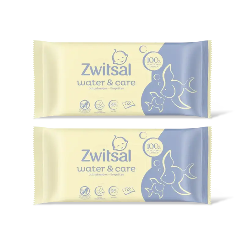 Zwitsal Water & care babydoekjes 2-pack
