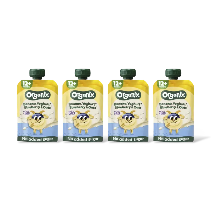 Organix Nutri fiber banana/yoghurt/oats 12m+ 4pk