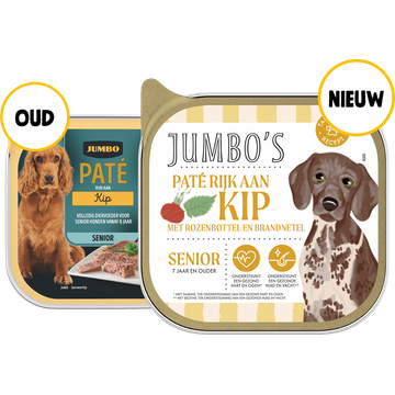 Jumbo's Paté Rijk aan Kip met Rozenbottel en Brandnetel Senior 150 g